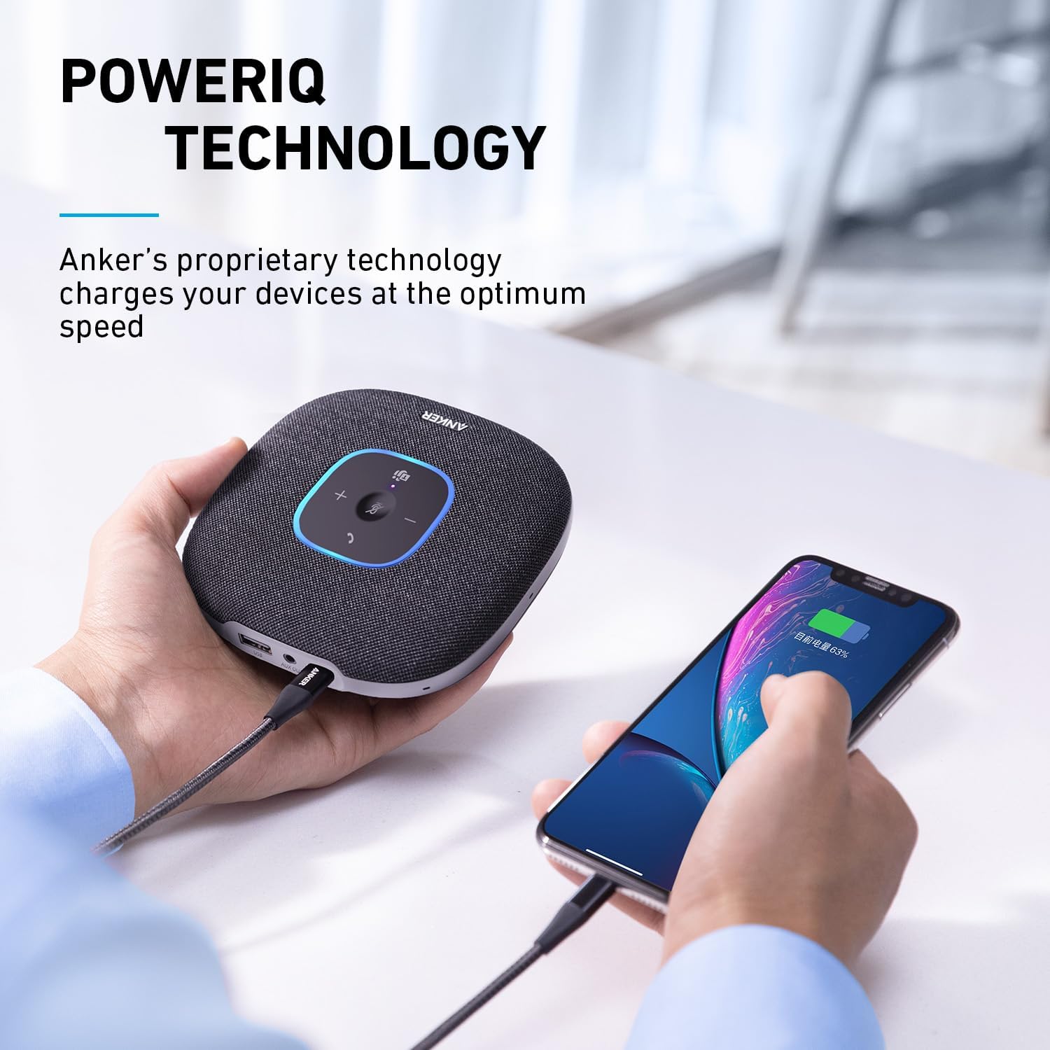 Anker PowerConf S3 MS Speakerphone with Microsoft Teams Certification, 6 Mics, Enhanced Voice Pickup, 24H Call Time, App Control, Bluetooth 5.3