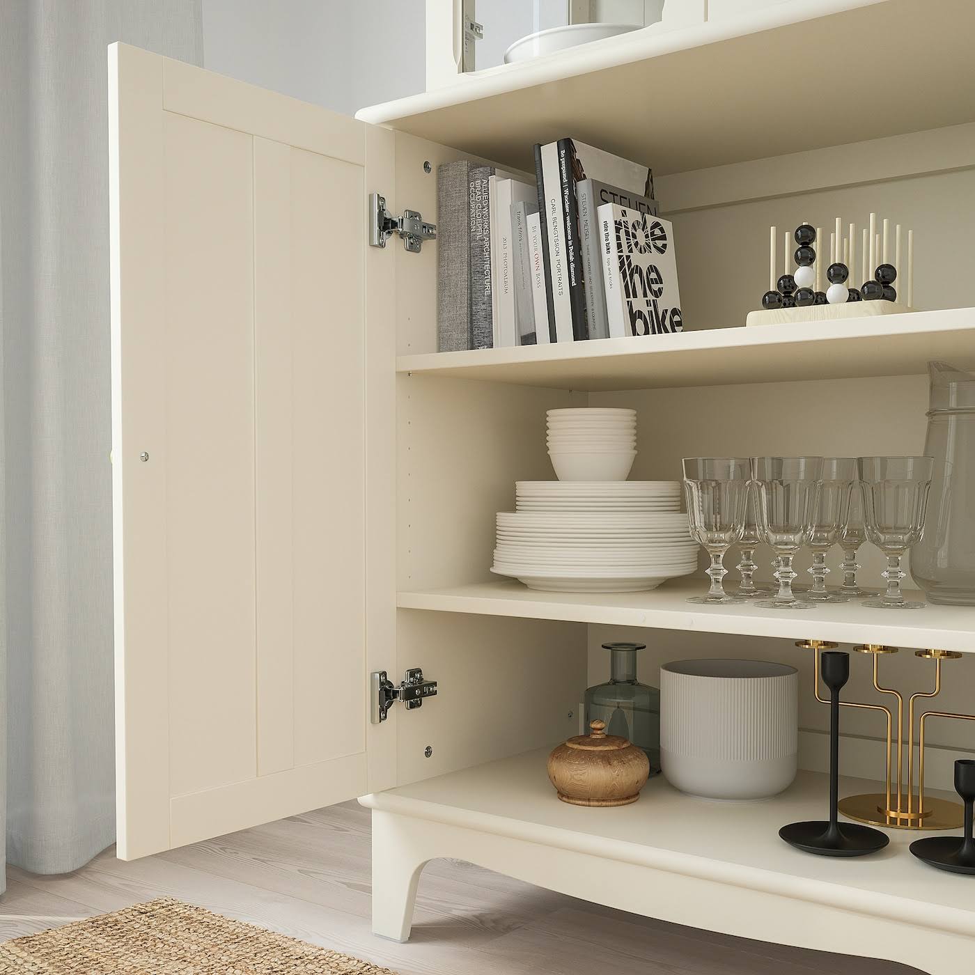 IKEA - LOMMARP Cabinet with Glass Doors, Light Beige, 33 7/8x78 3/8