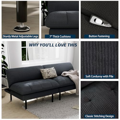 70" Futon Sofa Bed, 4 in 1 Multi-Function Couch Sleeper with Adjustable Backrest, Modern Convertible Futon, Recliner Small Loveseat for Living Room