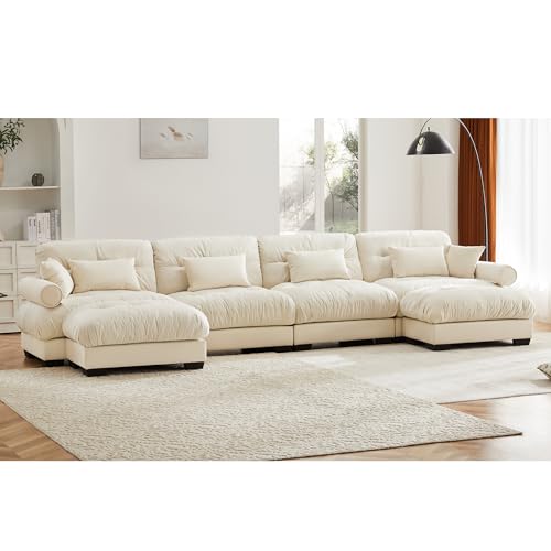 130" Modular Sectional Sofa,Velvet Upholstered Couches for Living Room,3 Seater Green Sofa Couch with Movable Ottoman
