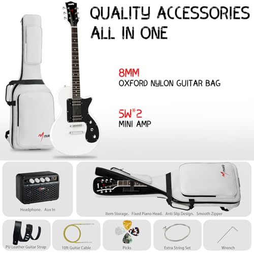 MLP-1 39 Inch Electric Guitar Kit, Beginner LP Full Size Solid Body Electric Guitar With HH Pickups, Gig Bag, Amplifier, Strap, Cable, Picks