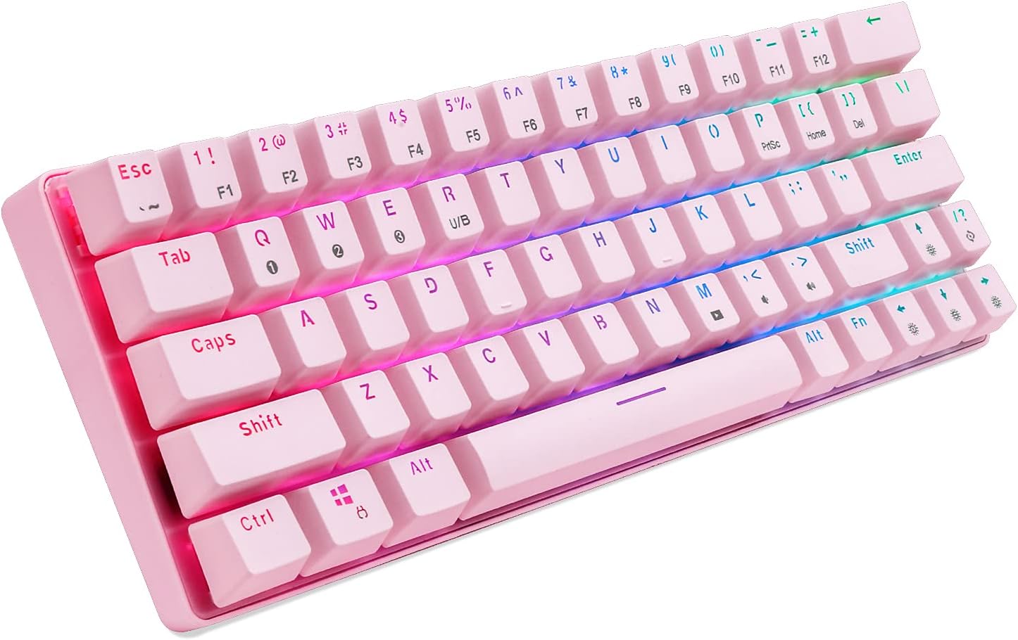 CQ63 60% RGB Wireless Mechanical Gaming Keyboard, Authentic Cherry MX Blue Switches, Bluetooth 5.0