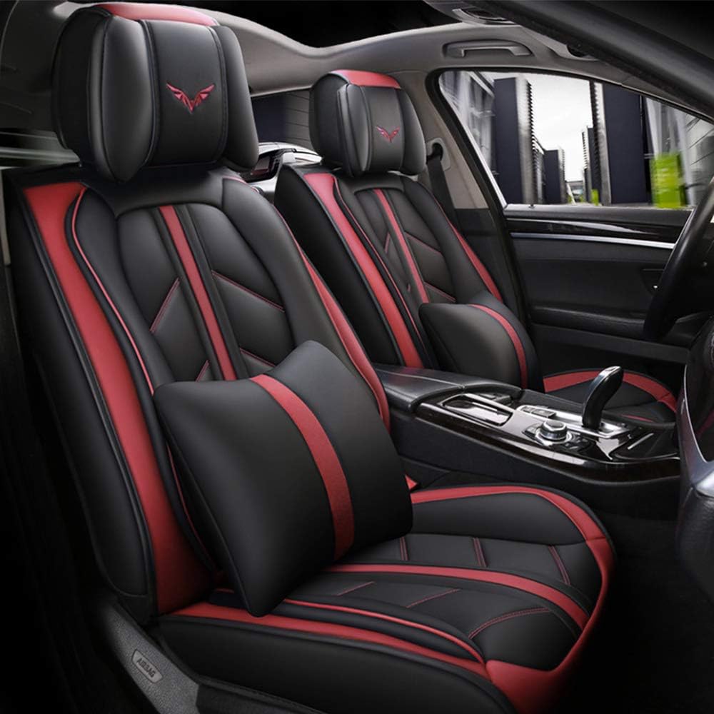otoez Leather Car Seat Covers Full Set Faux Leatherette Automotive Seat Covers 5 Seats Universal Fit for Most Sedan SUV Truck Pick-up Waterproof