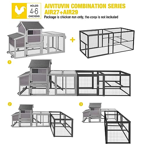Aivituvin 71" Chicken Coop Run Extension Metal Frame with Perches, Outdoor Rabbit Run Duck House Enclosure with Detachable Door
