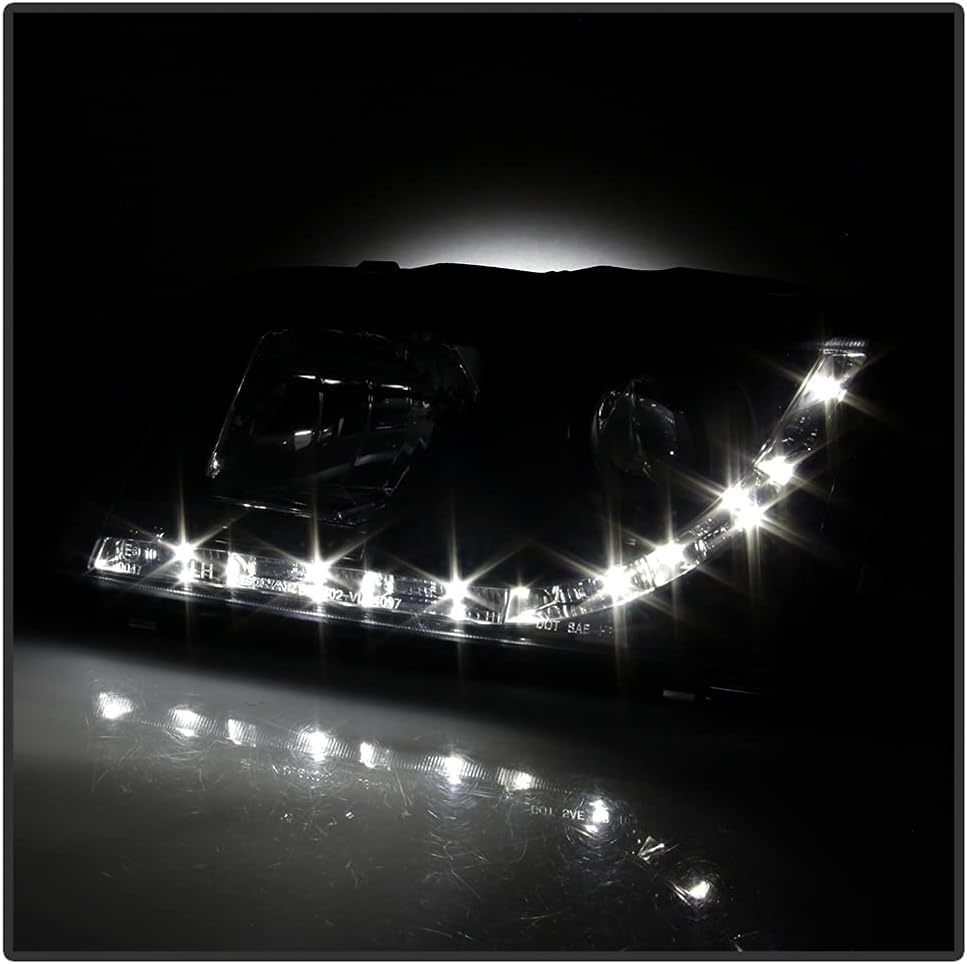 ACANII - For 2000-2003 Volvo S40 V40 LED DRL Black Housing Projector Headlights Headlamps, Driver & Passenger Side
