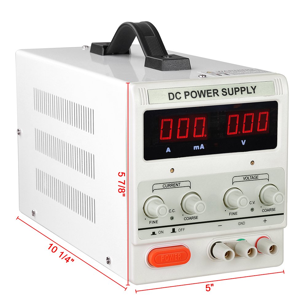 Yescom 110V AC 30V 10A DC Power Supply Precision Variable Digital Adjustable w Clip Cable