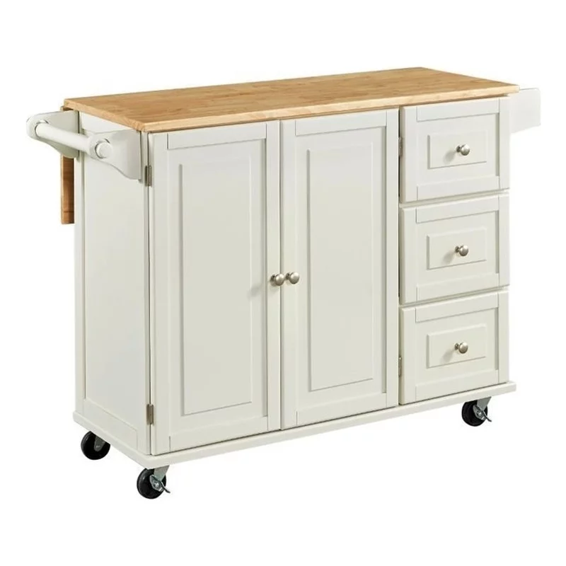 Hawthorne Collections Traditional Wood Kitchen Cart in White