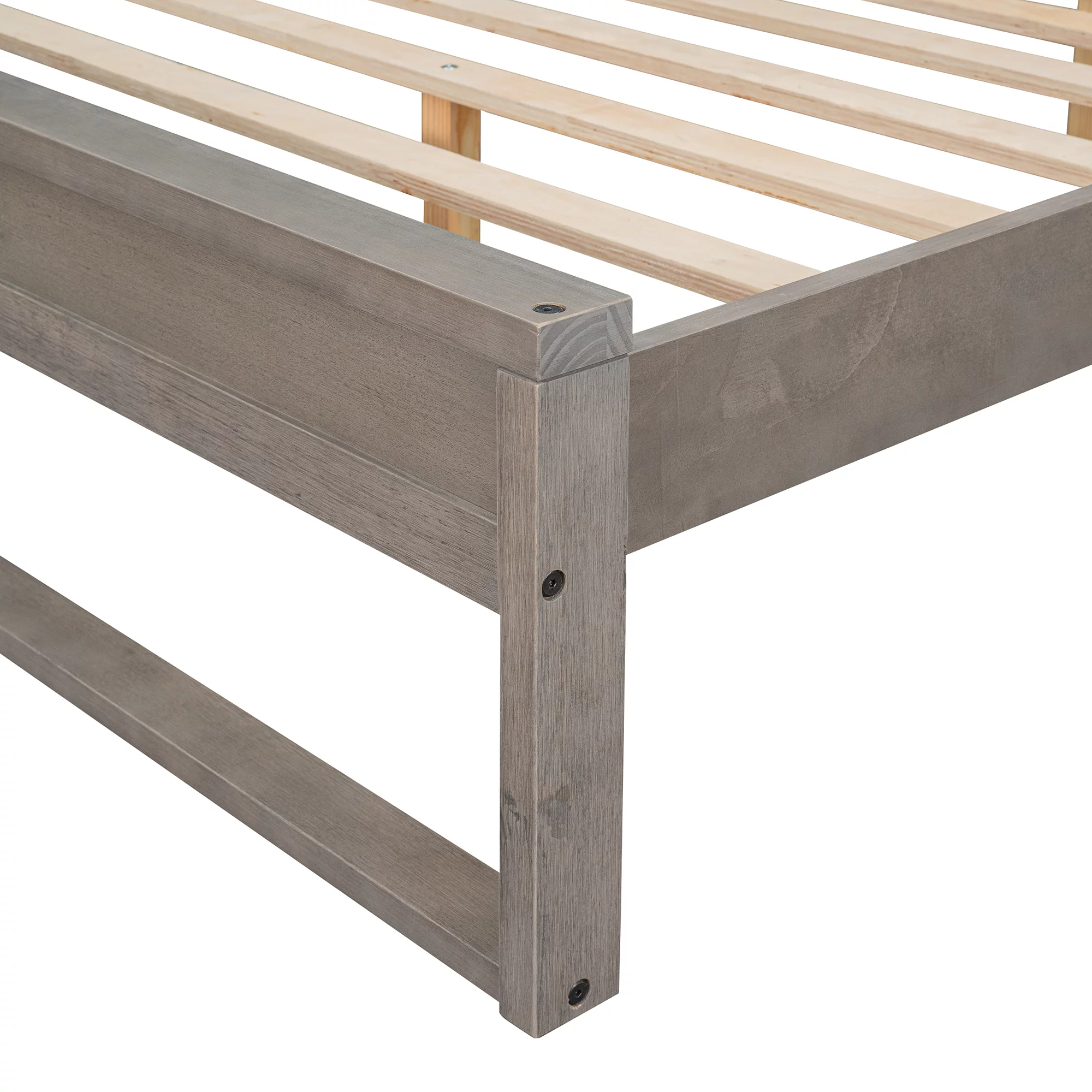 Bellemave Queen Bed with Storage Bookcase Headboard, Solid Wood Queen Size Platform Beds Frame with USB Ports & Outlets