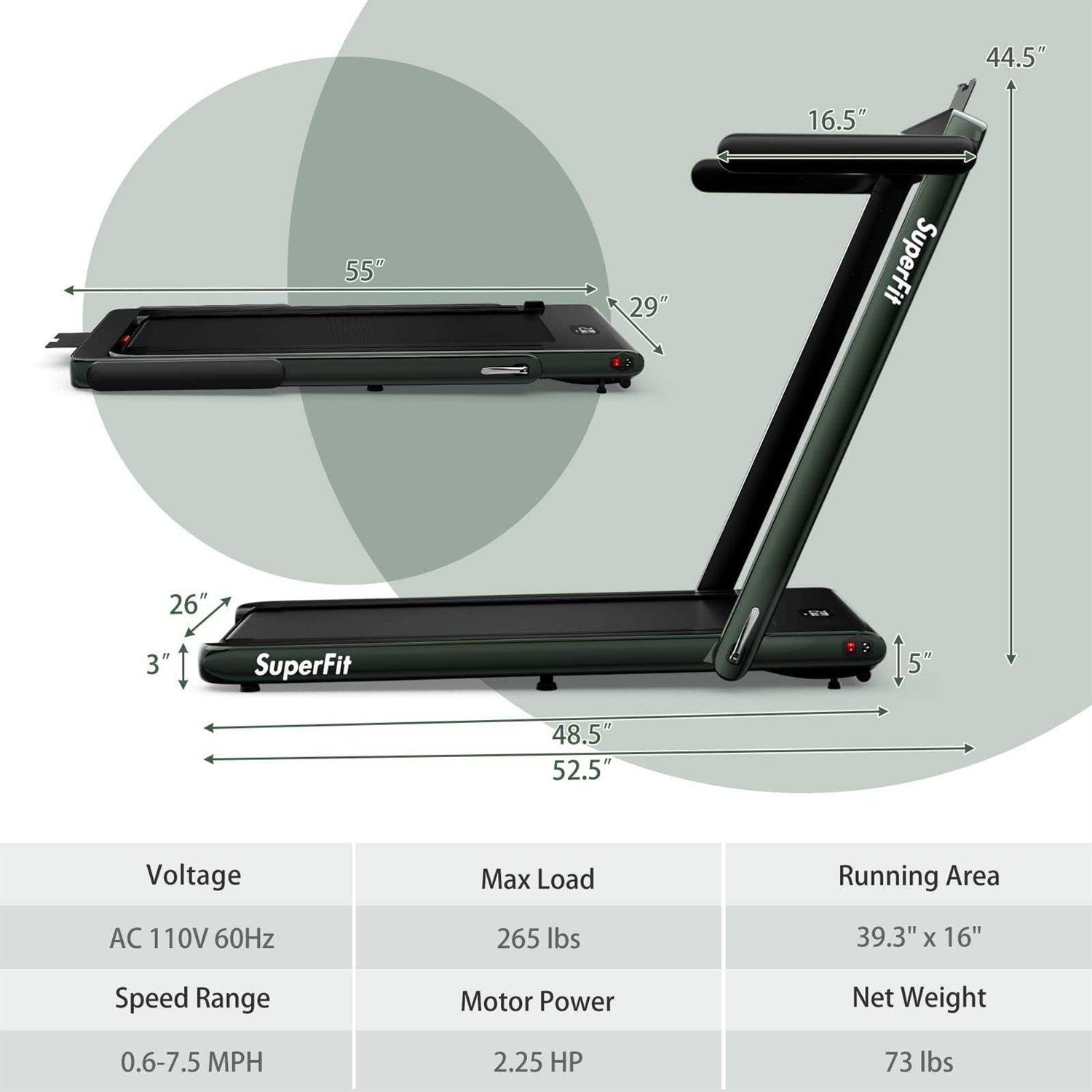 Goplus 2 in 1 Under Desk Treadmill 2.5HP Superfit Folding - Sports Supplies Online Store