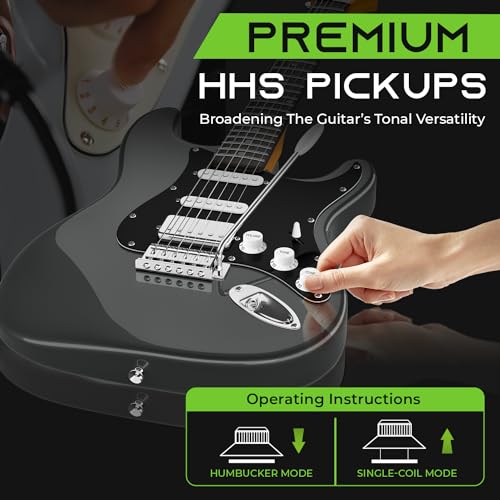 GearIT Professional Electric Guitar (Premium Ash Tonewood), GST-200 SoCal Series, 39in Full-Size, HSS Pickups with Coil Split, Round Frets