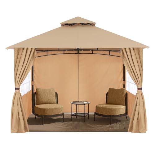 MASTERCANOPY Patio Gazebo Steel Frame Outdoor Gazebo with Windows Curtains (11x11,Dark Gray)