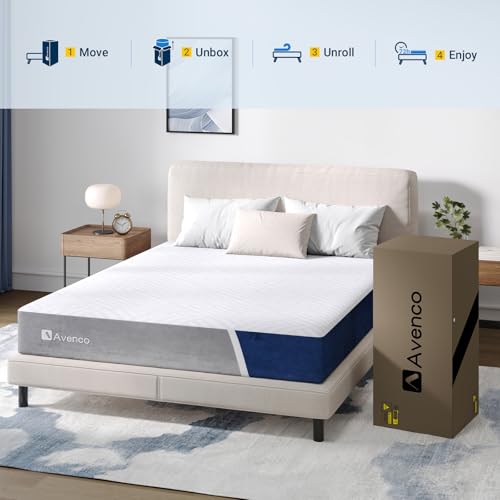 Avenco Queen Size Mattress, 12 inch Queen Mattress with Gel Memory Foam, Medium Firm, Mattress in a Box, Pressure Relief & Motion Isolation