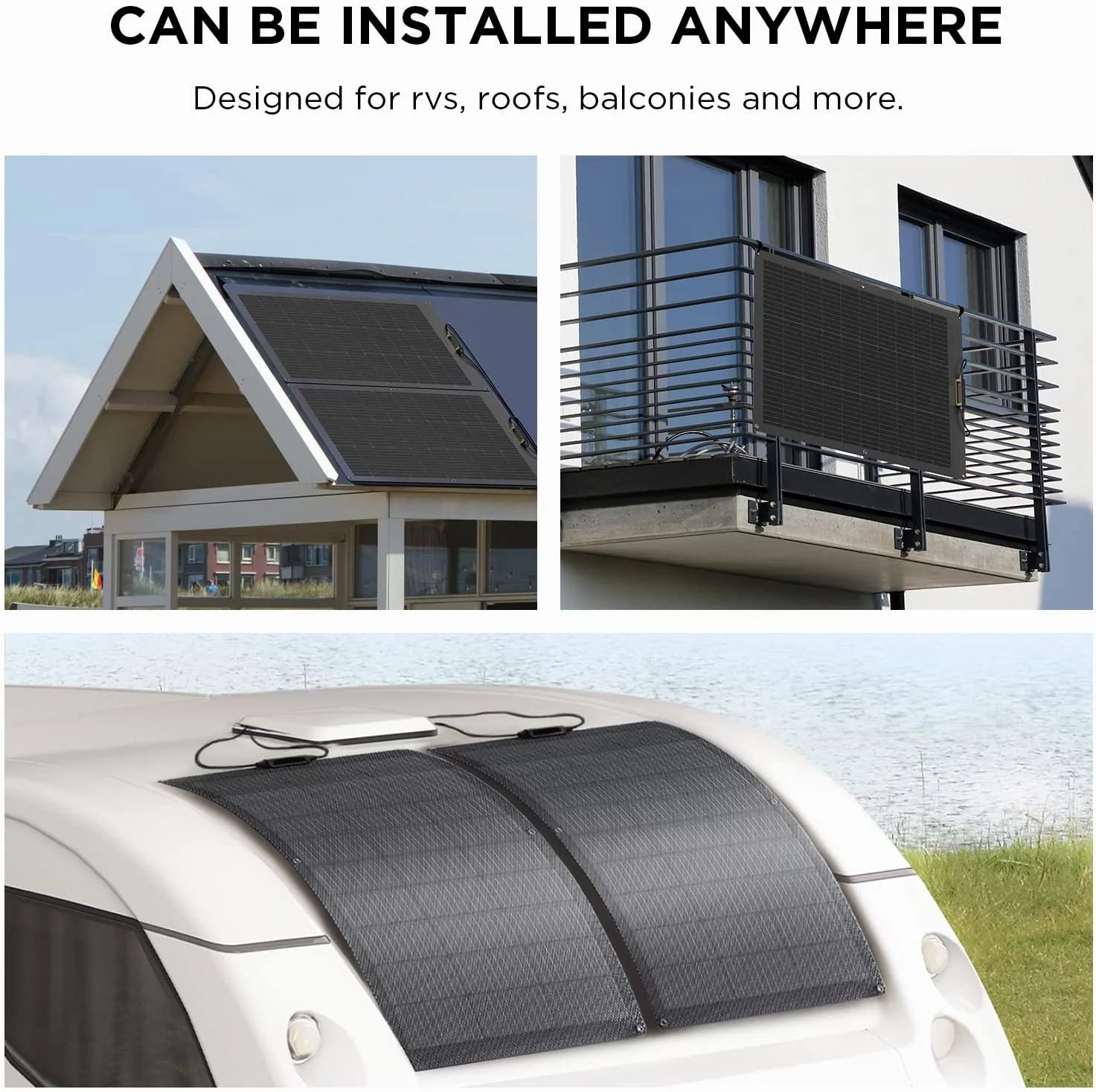 EcoFlow 100W Flexible Solar Panel with High Efficiency Solar Modules, IP68 Waterproofing, Ideal for Off-Grid Solar Panel Kits, PV Charging