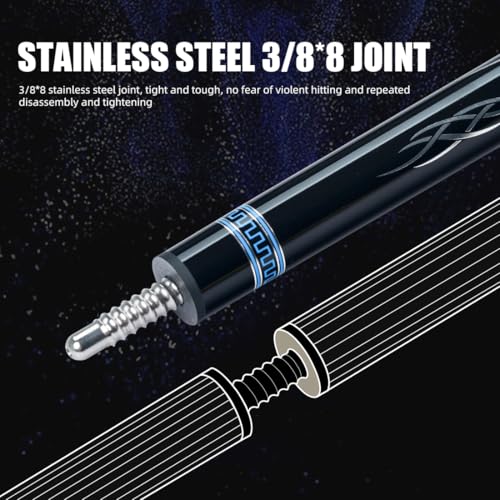CRICAL Carbon Fiber Pool Cue Stick 58" Billiard Cue Sticks Professional Low Deflection Pool Sticks with 3/8 * 8 Pin Joint and 12.5mm Tip