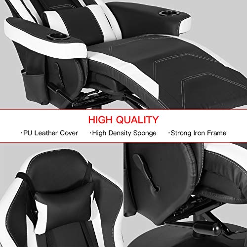 Modern-Depo Gaming Recliner Chair with Speakers, Massage, High Back, Cupholder, Headrest, Lumbar Support