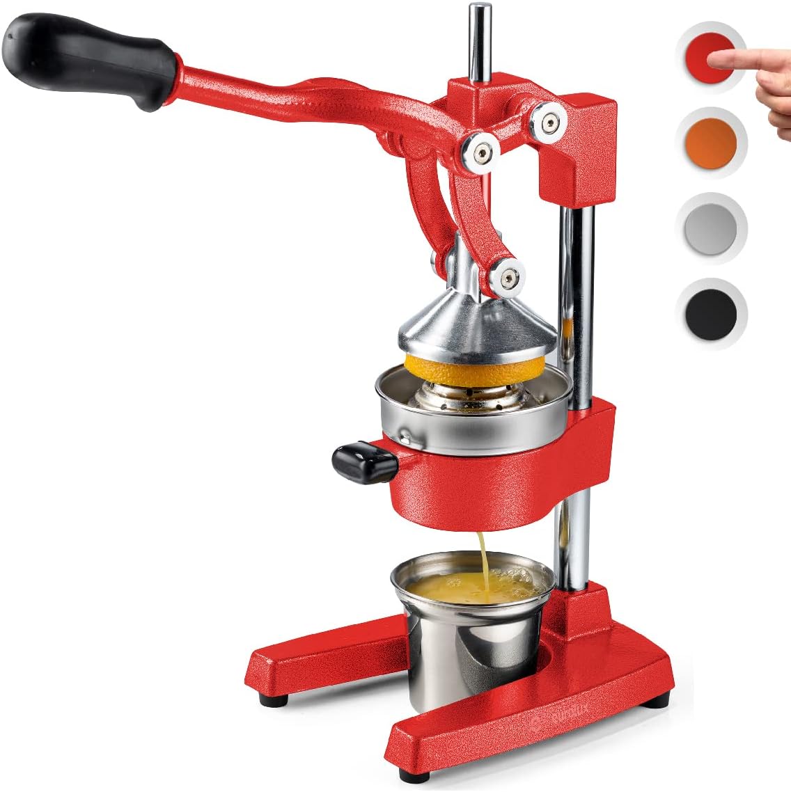 Eurolux Cast Iron Citrus Juicer | Extra-Large Commercial Grade Manual Hand Press | Heavy Duty Countertop Squeezer for Fresh Orange Juice (Bonus