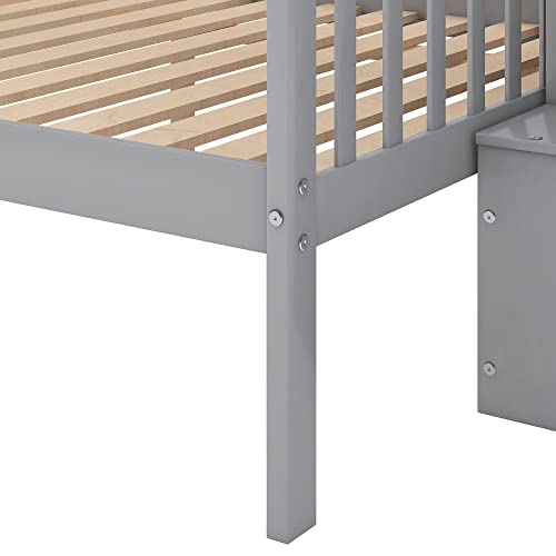 Harper & Bright Designs Bunk Beds Twin Over Full Size, Bunk Bed with Trundle,Storage Shelf and Stairway