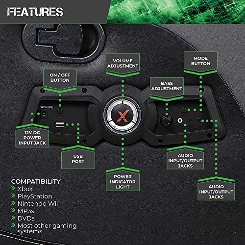 X Rocker Gamma Recliner Gaming Chair, 2.1 Bluetooth Audio System, Headrest Mounted Speakers, Built-in Footrest and Cupholder, 718001