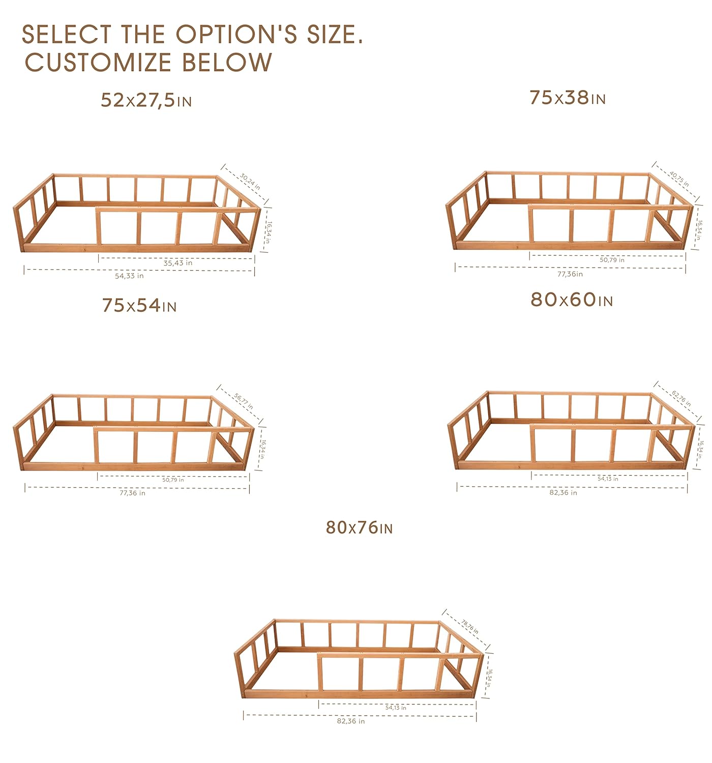 BUSYWOOD Platform Bed for Nursery - Bedroom Furniture for Toddlers - Montessori Floor Bed in Playroom for Boy and Girl (Model 10