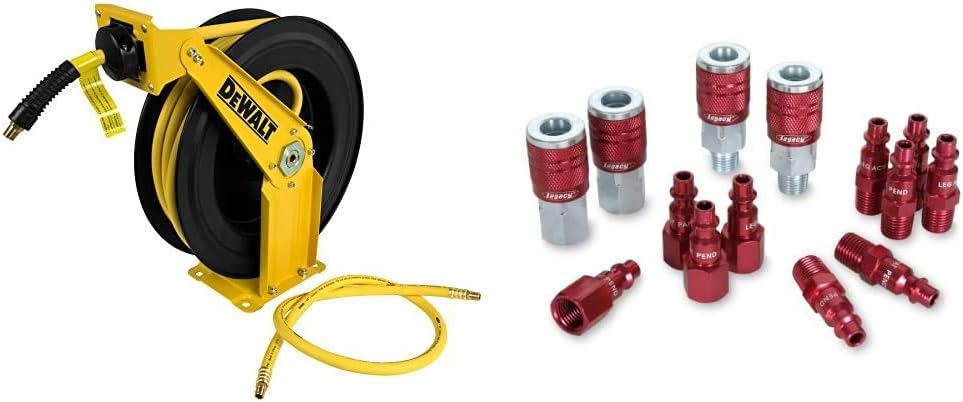 DeWalt DXCM024-0343 Double Arm Hose Reel with 3/8” x 50’ Premium Rubber Hose