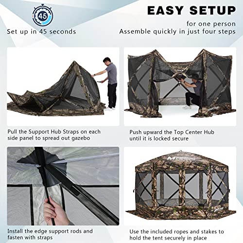 MASTERCANOPY 12x12FT Pop Up Gazebo Screen Tent - Instant Screen House with Netting, Quick Set, Outdoor Canopy Shelter with Carry Bag for Camping