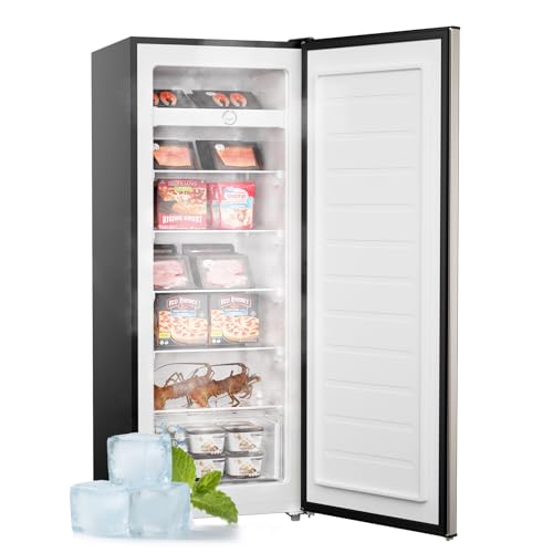 Upstreman 7.0 Cu.Ft Upright Freezer Large Capacity Convertible Refrigerator/Freezer, 5 Adjustable Shelves, Energy Efficient, Garage Ready