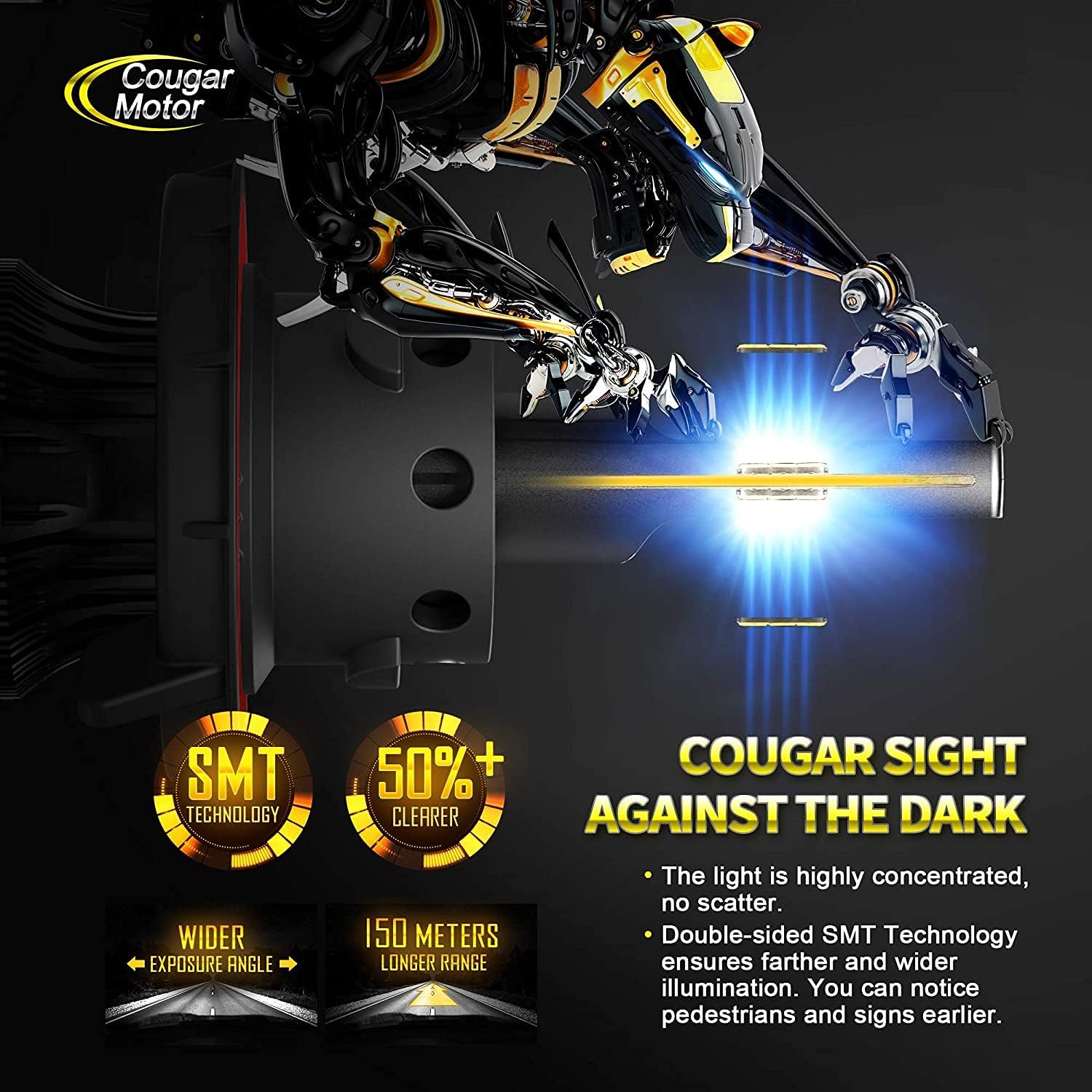 Cougar Motor X-Small H13 LED Bulb, 12000LM 6500K (9008) All-in-One Conversion Kit - Cool White , 360°Adjustable Beam