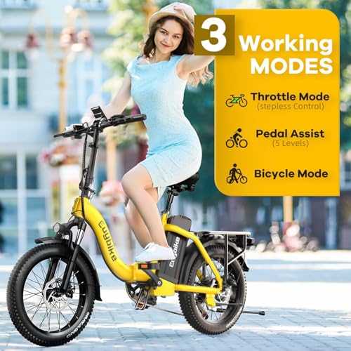 1000W Folding Electric Bike,48V 20AH Removable Battery E Bike,30+MPH,80 Miles Max Range Electric Bike for Adults,20" Fat Tire Foldable ebike