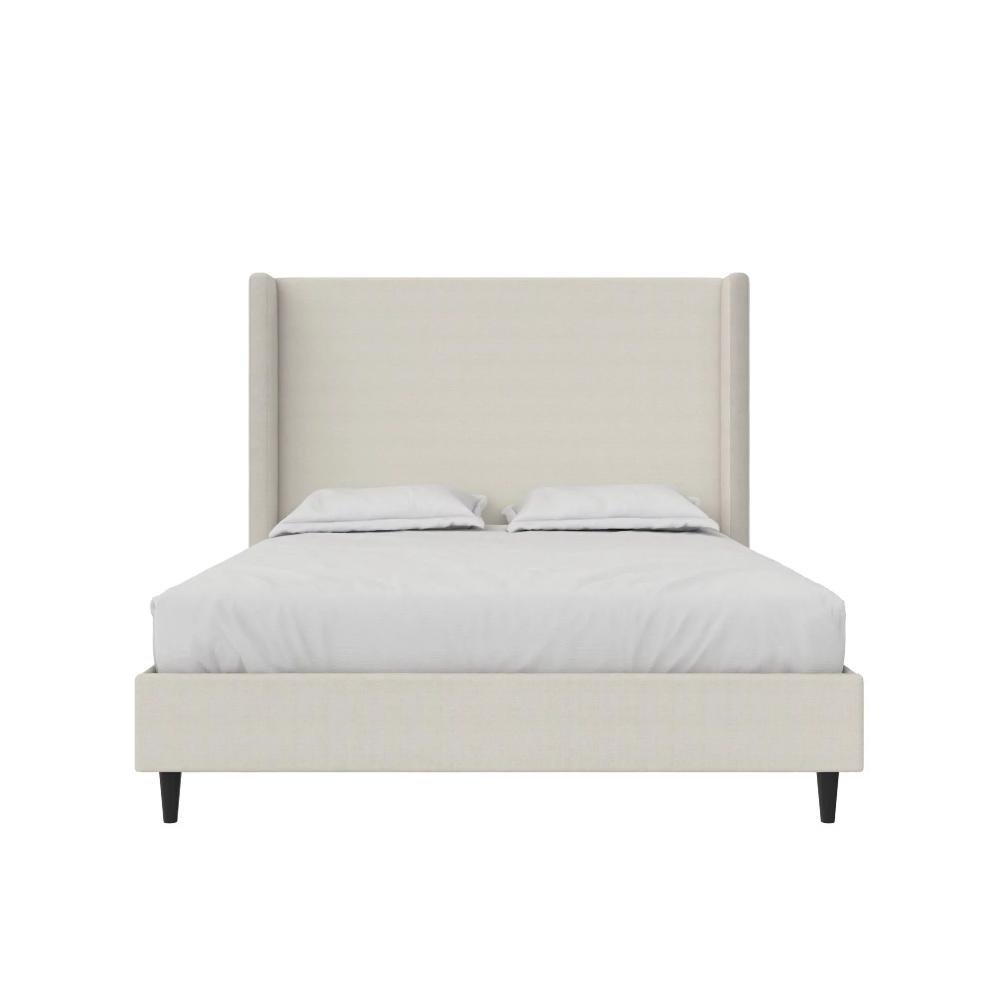 DHP Eveline Upholstered Platform Bed Frame with High Wingback Headboard, Queen, Textured Ivory Canvas