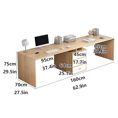 Desk for Two People Double Desk Wood with 3 Storage Drawers, Large 2 Person Computer Workstation, Home Office Desk