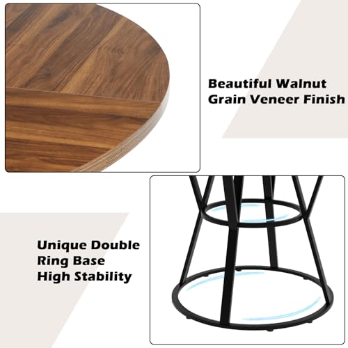 STHOUYN 47” Round Dining Table Set for 4, Small Round Kitchen Table with 4 Boucle Dinner Chairs
