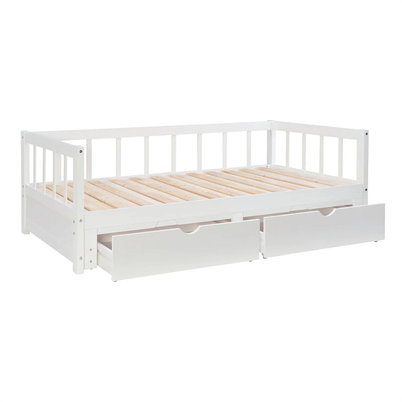 Linon Macey Wood Storage Trundle Daybed in White