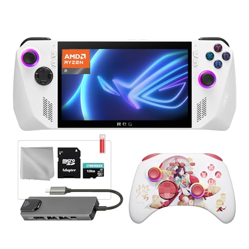 ASUS ROG Ally 512GB Gaming Handheld 7-inch Touchscreen 120Hz FHD 1080p AMD Ryzen Z1 Processor, Black Ice Hall Effect Wireless Pro Controller, Hub