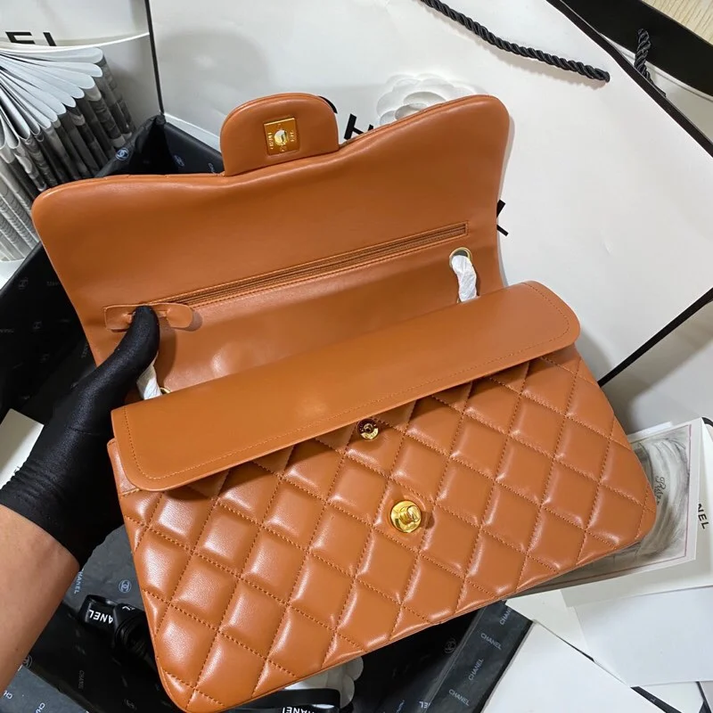 Chanel Large Classic Handbag Gold Hardware Brown For Women, Women&rsquo;s Handbags, Shoulder Bags 11.8in/30cm