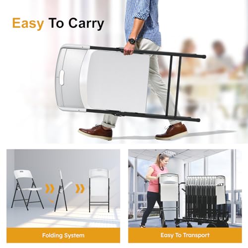 6 Pack Folding Chairs, 700lbs Capacity Heavy Duty Folding Chair with Reinfoced Steel Frame for Indoor/Outdoor Use