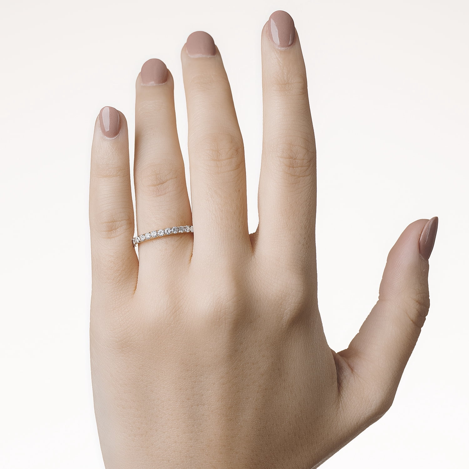Charles & Colvard Forever One 1.9mm Round Moissanite Wedding Band-Size 9, 0.38cttw DEW