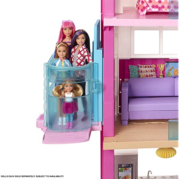 Barbie Dreamhouse Dollhouse with Wheelchair Accessible Elevator, Pool, Slide and 70 Accessories Including Furniture and Household Items