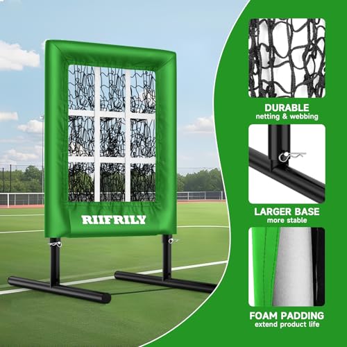 Heavy-Duty 9 Hole Baseball Pitching Net with Pitching Target Pockets, Regulation Size Strike Zone