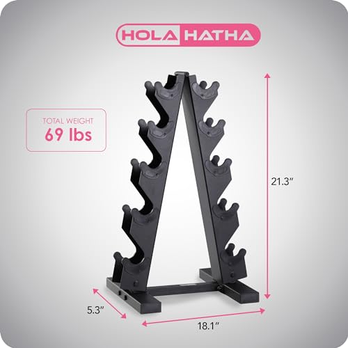 HolaHatha Neoprene Dumbbell Free Hand Weight Set with Rack, Ideal for Home Exercises to Gain Tone and Definition