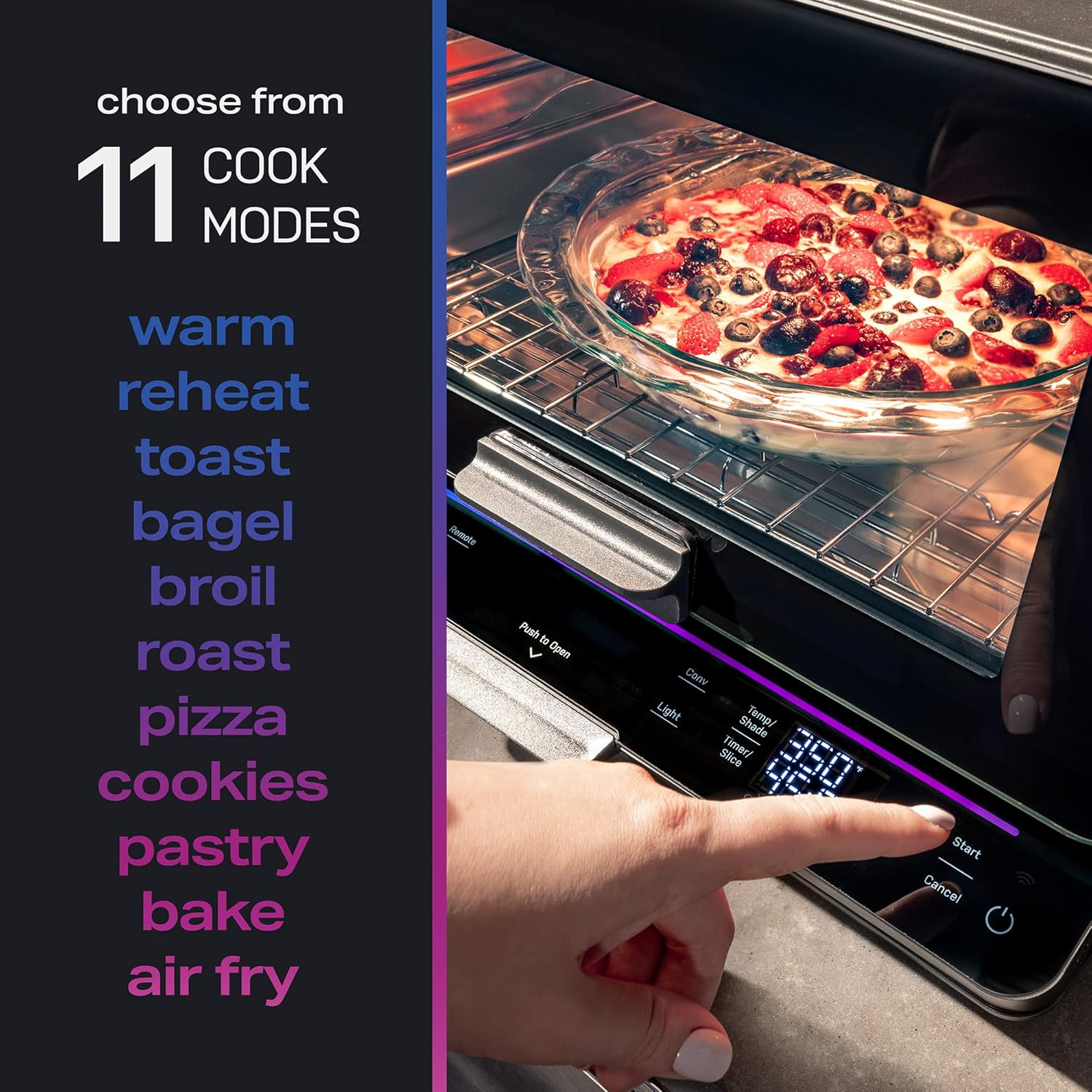 GE Profile Smart Oven with No Preheat, 11-in-1 Countertop Oven including Air Fry, Warm, Toast, Broil, Roast, Pastry, Reheat, and more