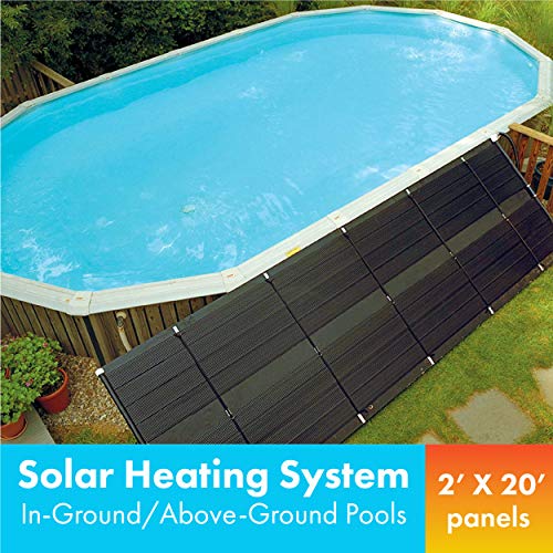 SunHeater Pool Heating System Two 2’ x 20’ Panels – Solar Heater for Inground and Aboveground Made of Durable Polypropylene, Raises Temperature