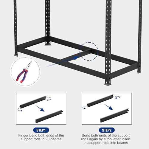 WORKPRO 5-Tier Metal Shelving Unit, 48”W x 24”D x 72”H, Heavy Duty Adjustable Storage Rack, 4000 lbs Load Capacity (Total), for Garage, Basement
