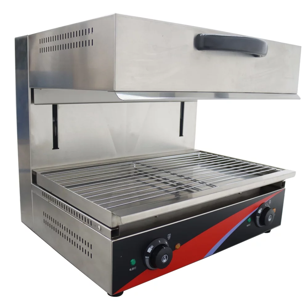 INTBUYING Electric Lift-Up Salamander Surface Stove Grill Barbecue Oven Cheese Melter Stainless Steel Kitchen Equipment 220V