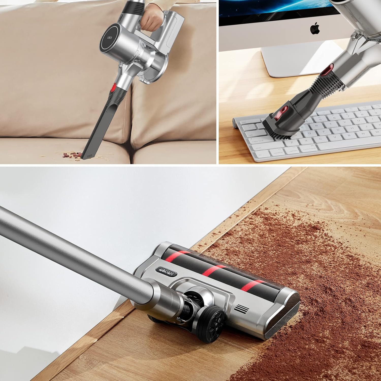 UONI X1 Cordless Vacuum Cleaner 28KPA Powerful Suction 3 in 1 Lightweight Stick Vacuum with LED Headlights