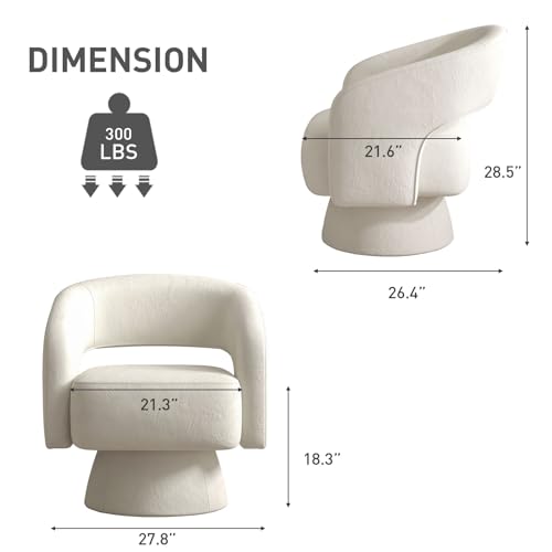 Bonzy Home Swivel Barrel Chair, Set of 2 Velvet Accent Armchair 360 Degree Swivel Club Chair for Living Room Bedroom Reception Room, Beige
