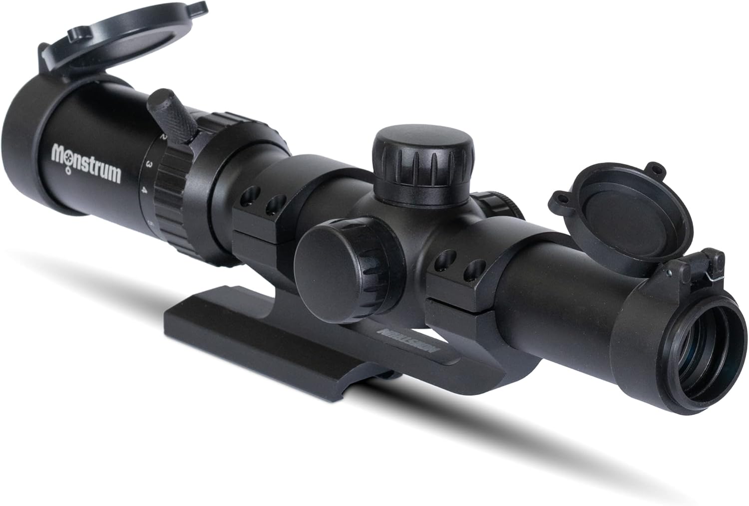 Monstrum 1-6x24 LPVO Rifle Scope with Offset Scope Mount and Flip Up Lens Covers