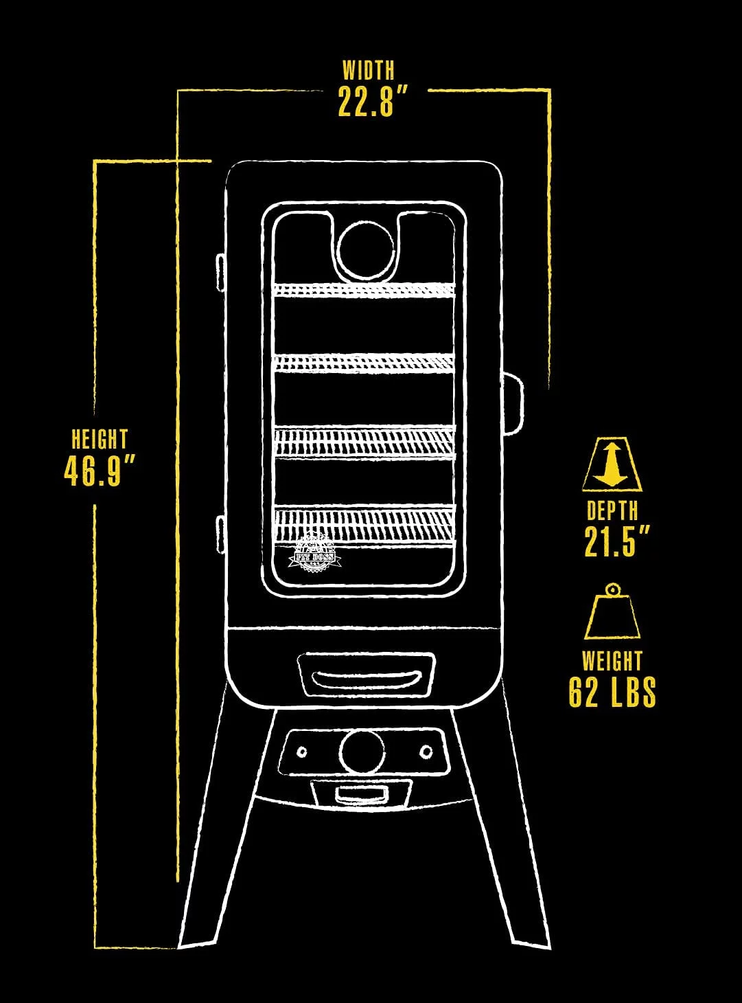 748 sq. in. 1500W Analogue Electric Smoker - Vertical + Blue - Radiant Selections