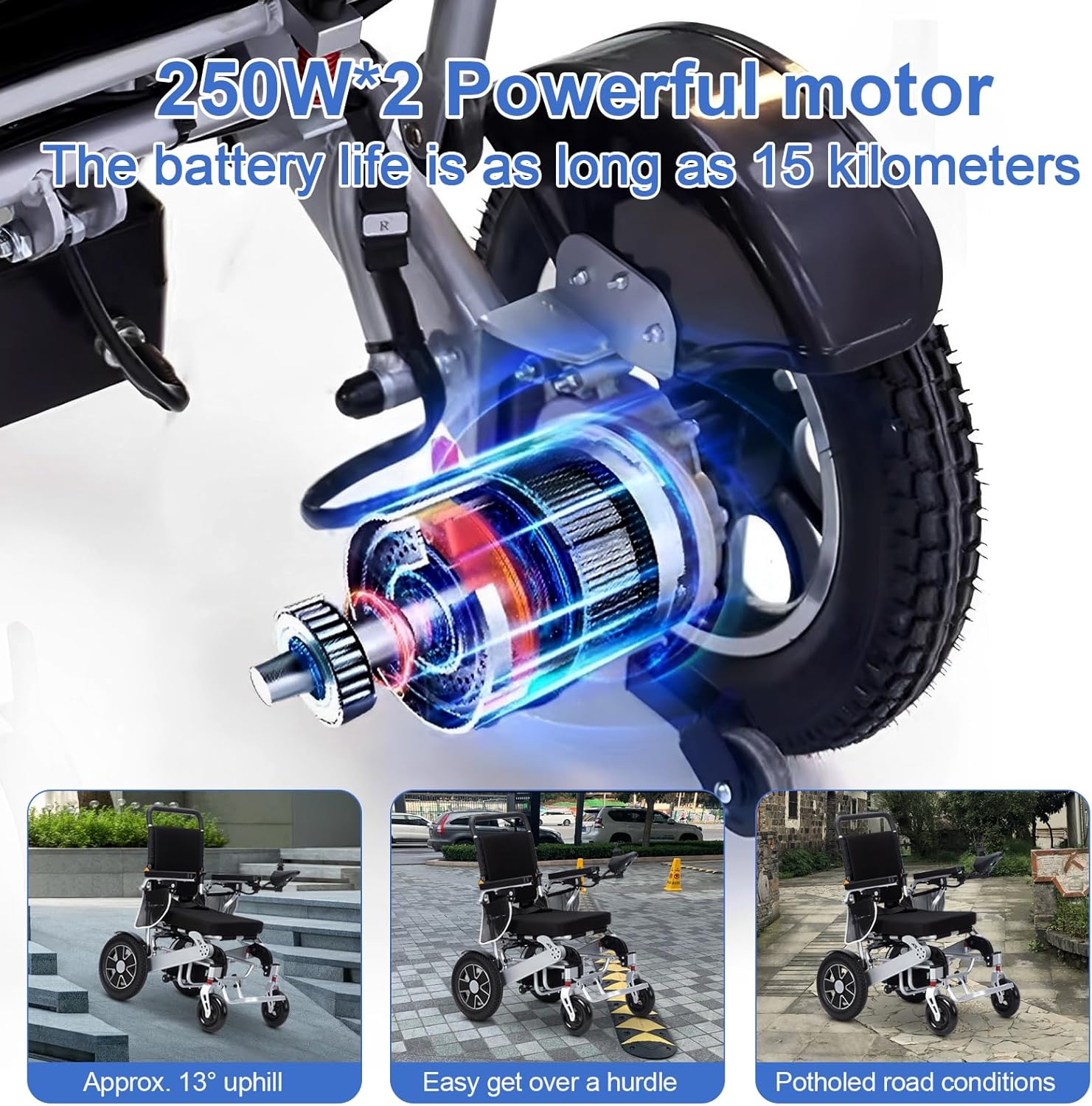 Electric Wheelchairs for Adults Intelligent Lightweight Foldable Electric Wheelchairs Power Wheelchairs for Seniors Compact Portable Airline Approved