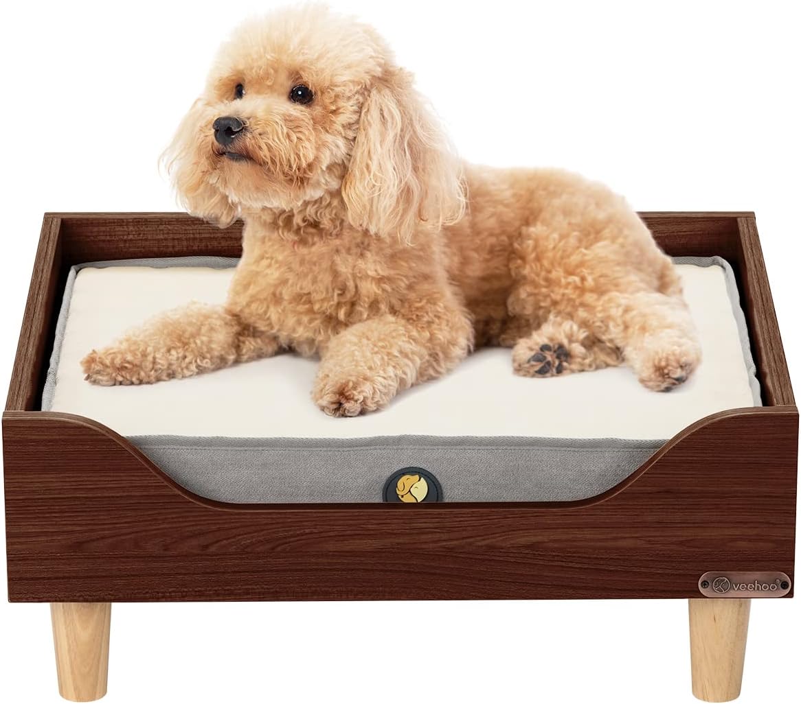Veehoo Wooden Elevated Dog Bed - Durable Raised Wooden Pet Bed Frame for Small, Medium and Large Dogs and Cats
