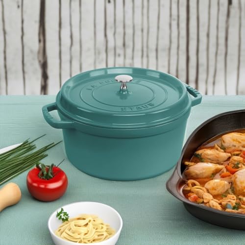 STAUB Cast Iron Dutch Oven 5.5-qt Round Cocotte, Made in France, Serves 5-6, Black Matte